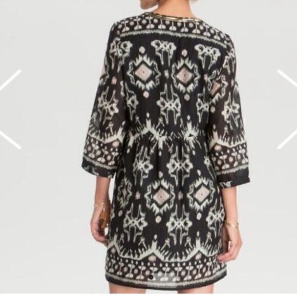 World Market Ikat Print Boho Tunic Black Shirt Dress Women’s Small 4 - Picture 2 of 5